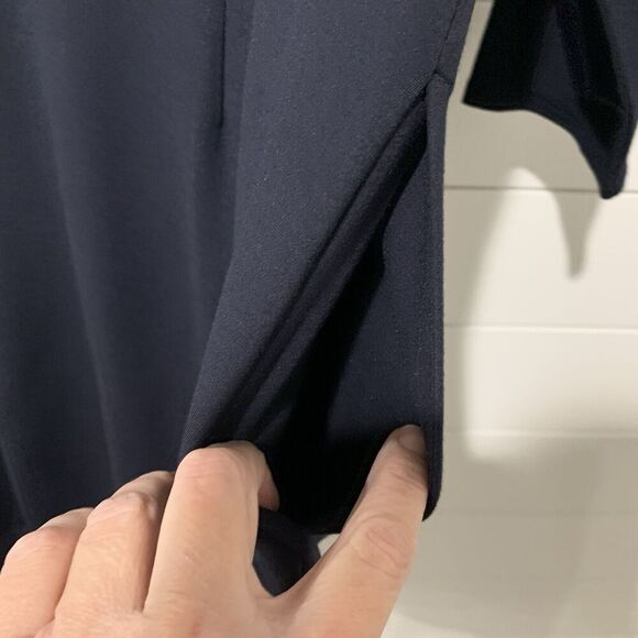 J. Jill | Dress Ponte Navy 3/4 Sleeve Pockets Knee Midi Length NWT Medium Petite - Picture 6 of 8